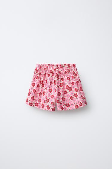 FLORAL POPLIN BERMUDA SHORTS - Red by Zara - Image 1