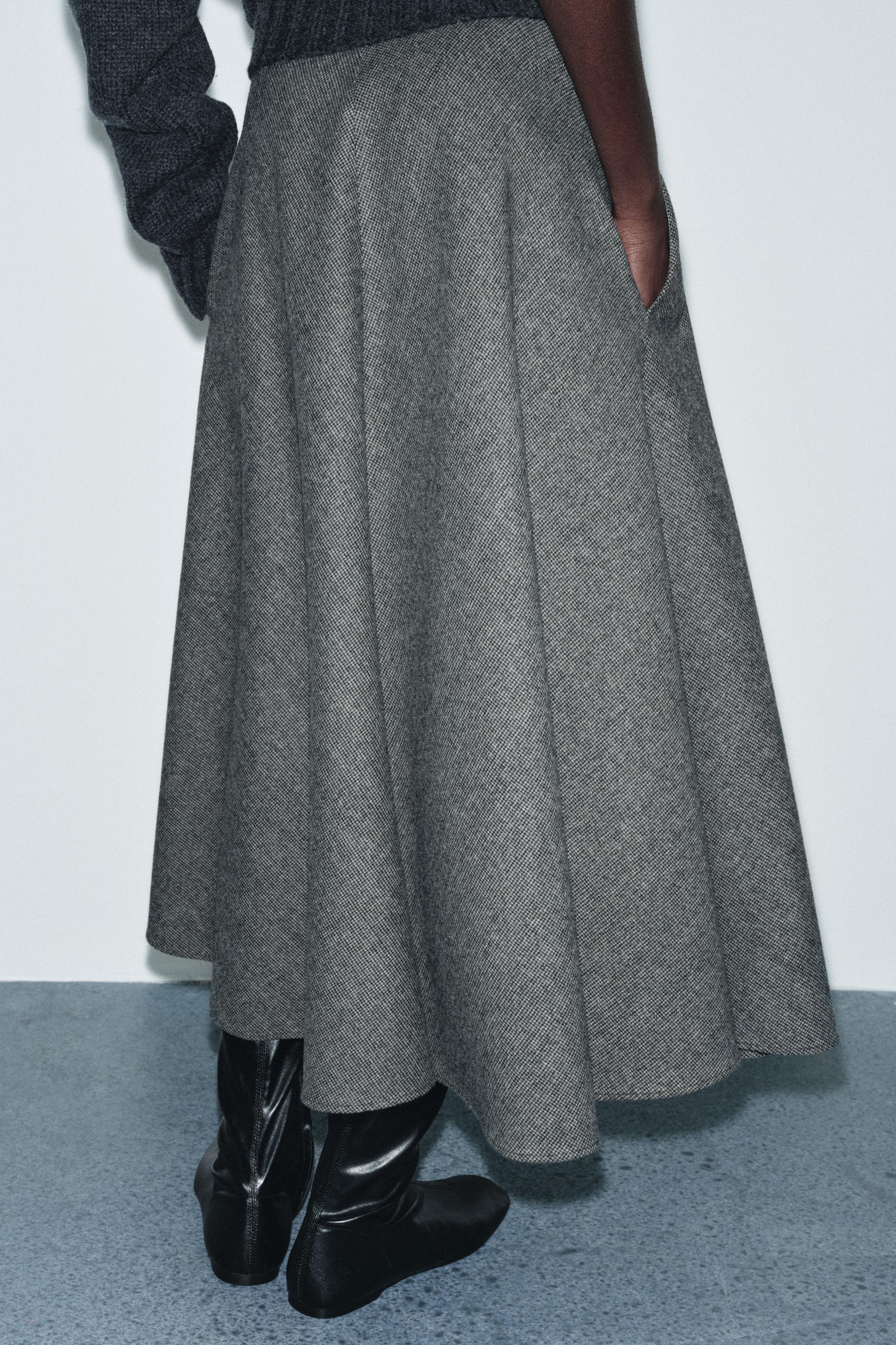 PLAID WOOL CAPE SKIRT ZW COLLECTION