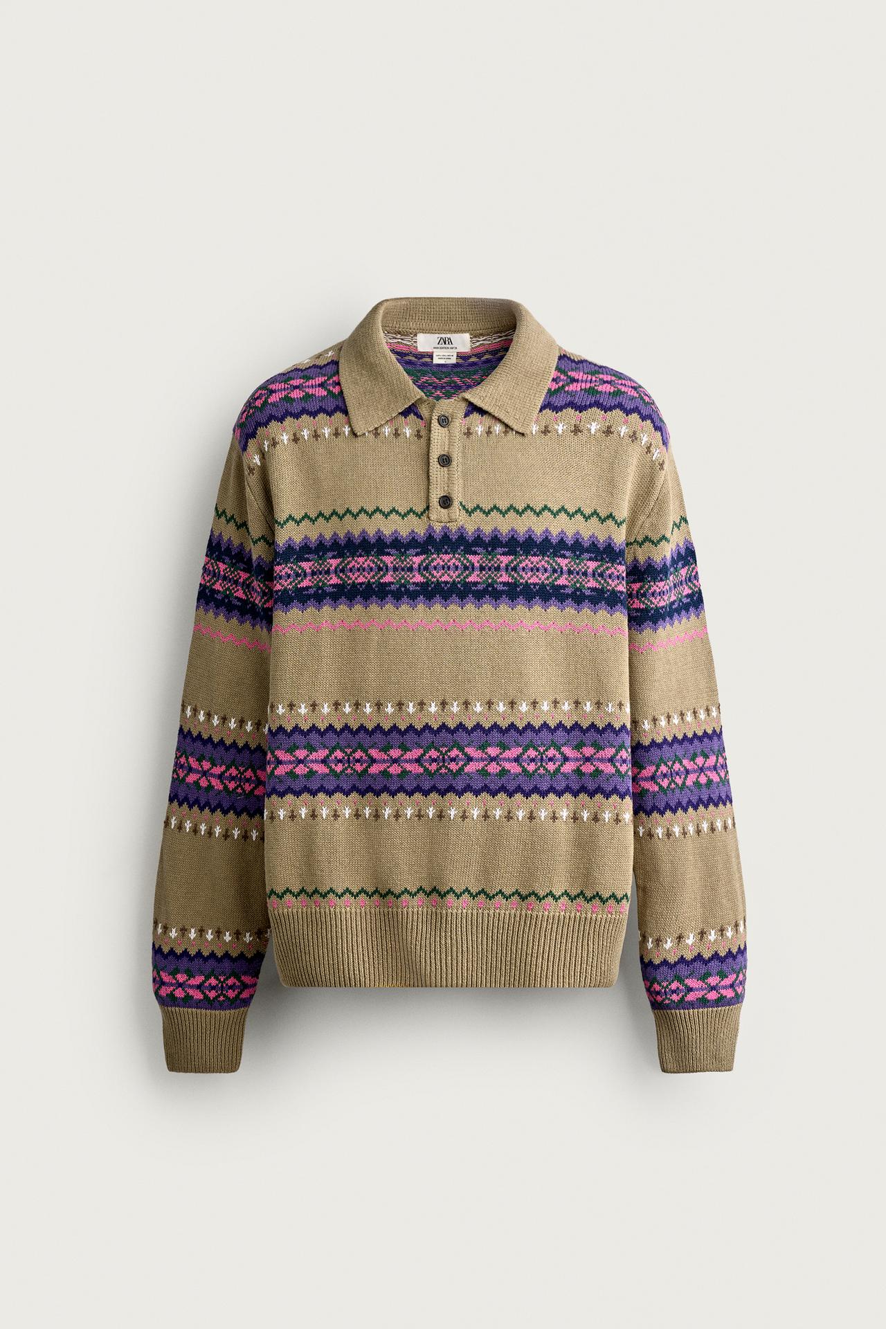 COTTON-LINEN KNIT POLO — Olive Green