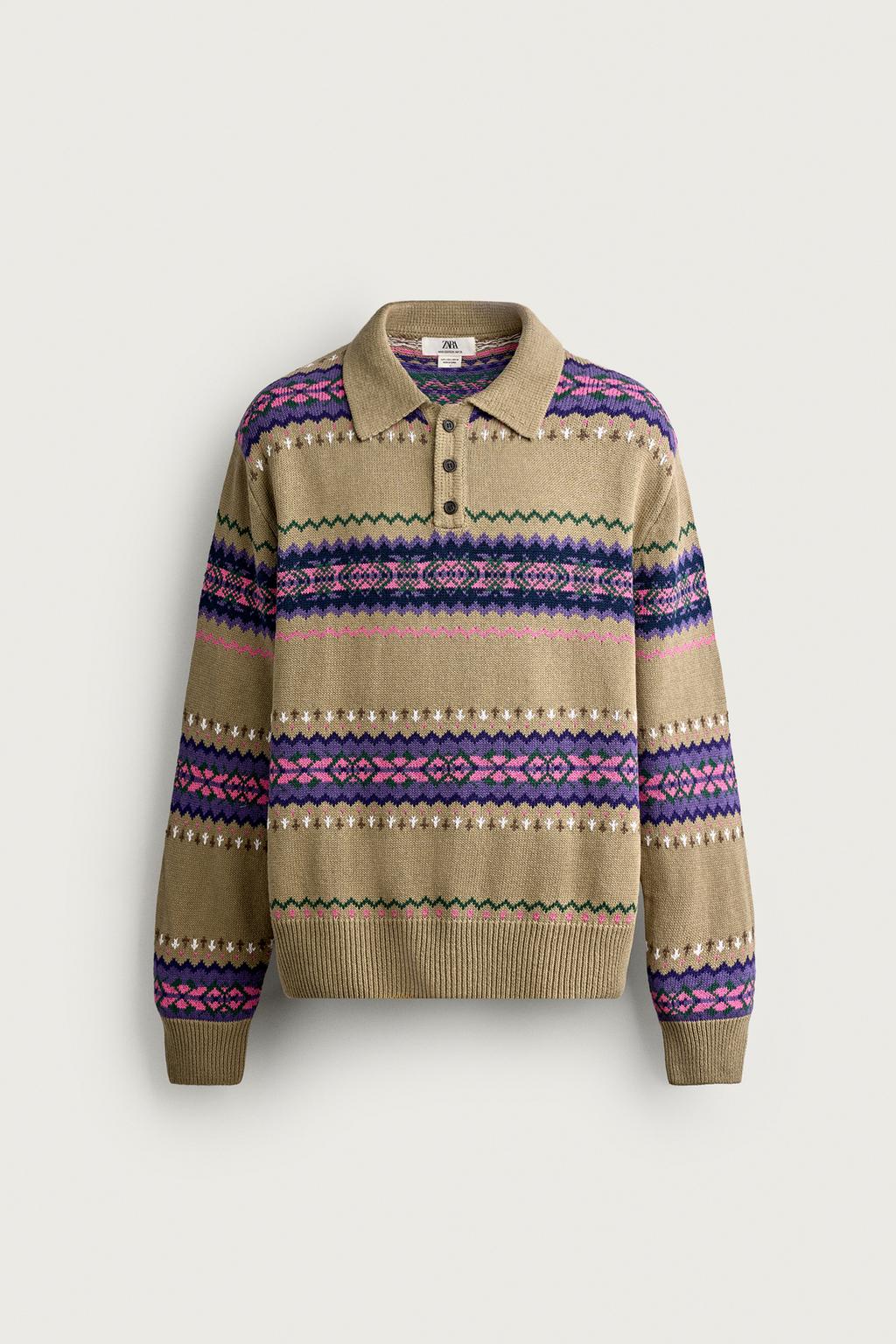 COTTON-LINEN JACQUARD KNIT POLO SHIRT