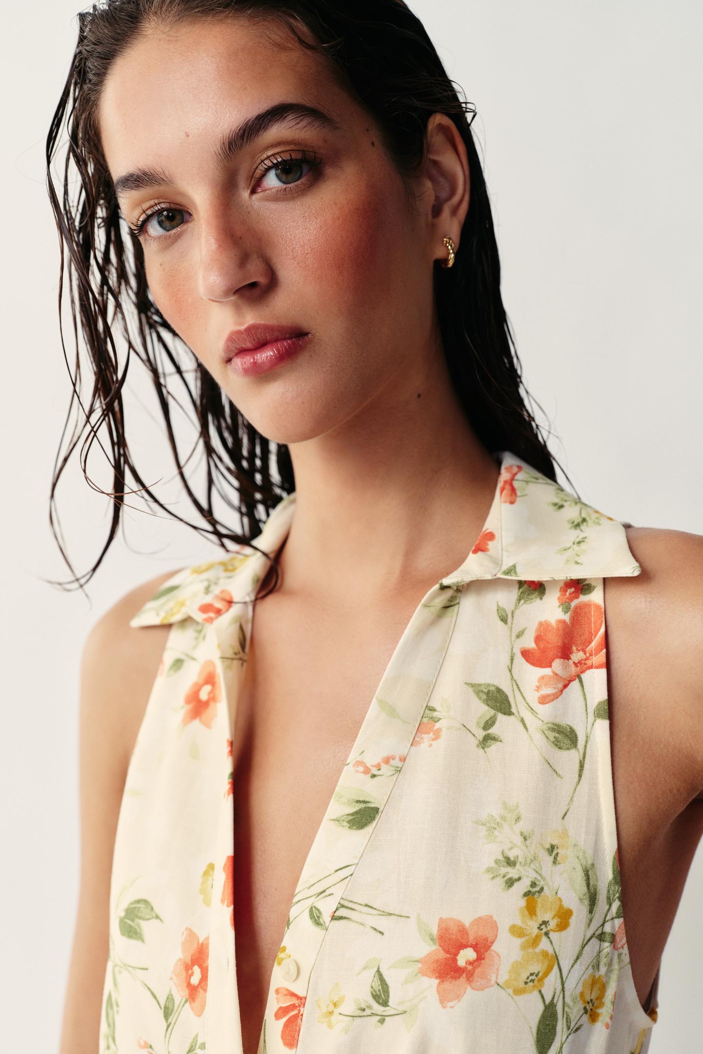 Женское платье Zara Floral Print Belted MIDI, цвет: Разноцветный — фото 3