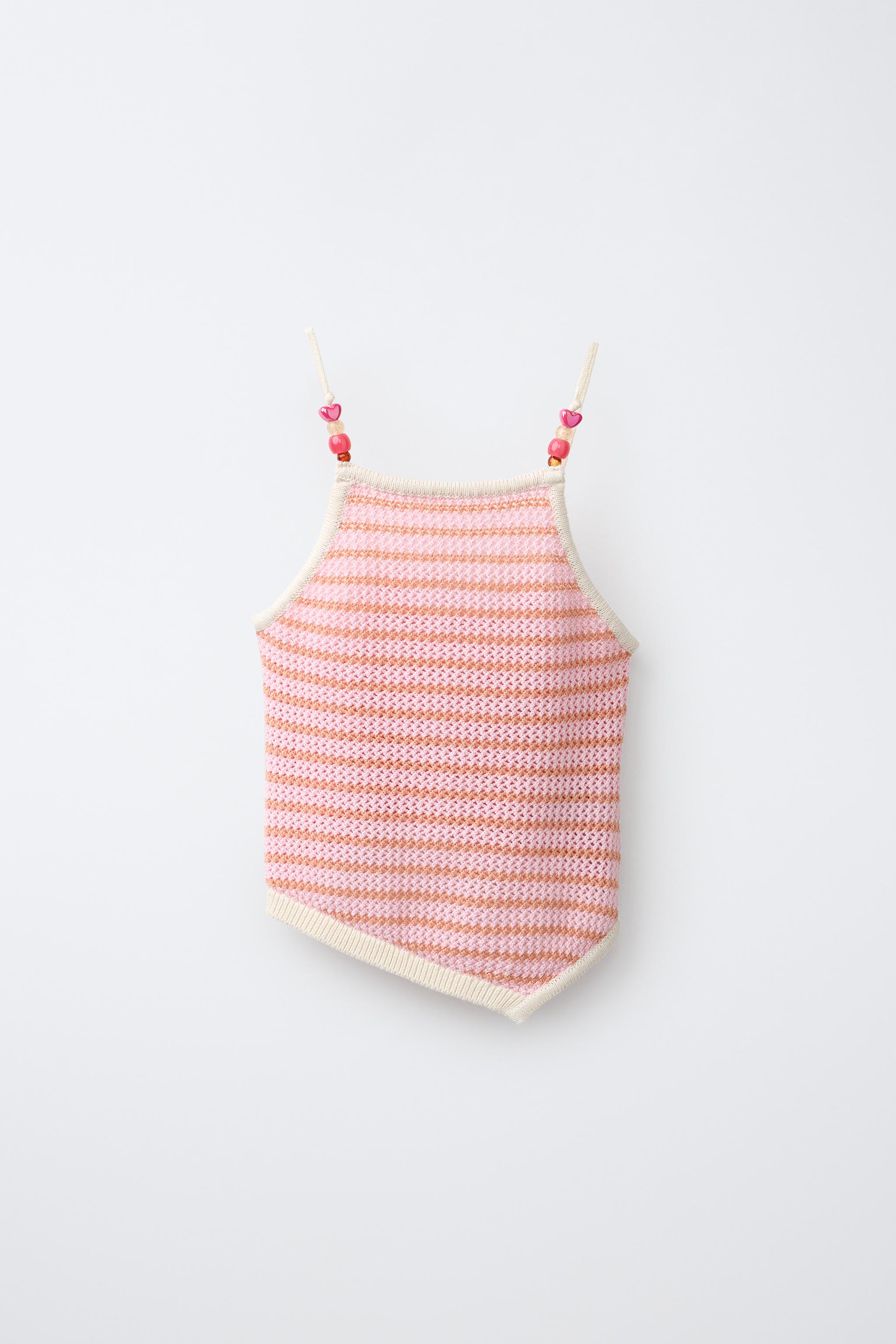 ASYMMETRIC STRIPED KNIT TOP - Light pink | ZARA Turkey