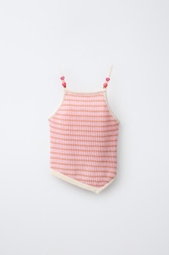 TOP PUNTO ASIMÉTRICO RAYAS - Rosa claro de Zara - Imagen 0