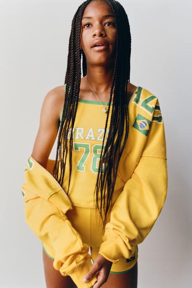 SWEAT CROP BRÉSIL - Jaune de Zara - Image 5