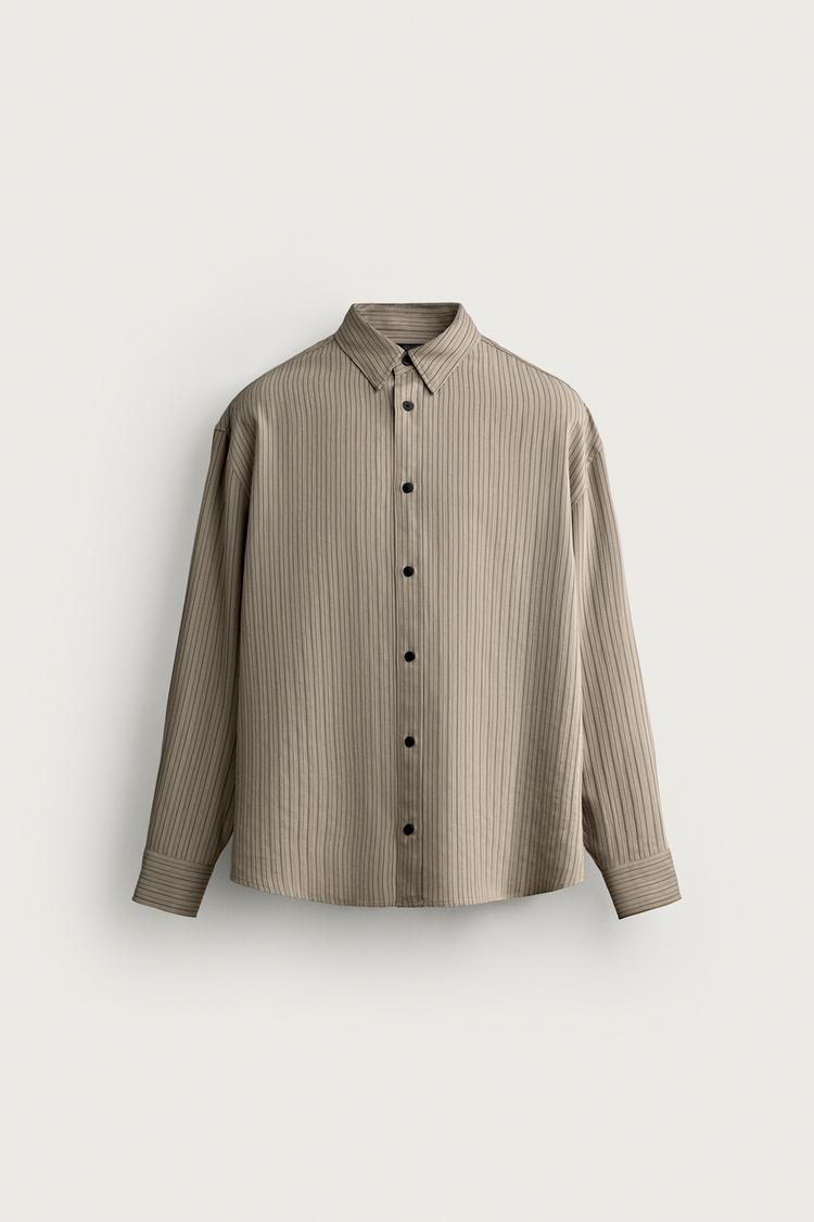Camisa fluida jacquard rayas