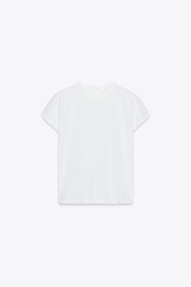 Zara REGULAR RIPPED T-SHIRT - White