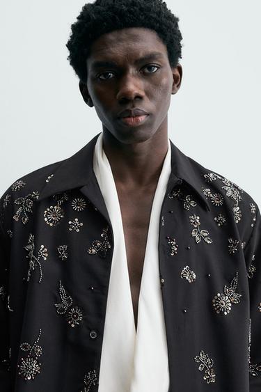 FLOWING SHIRT WITH SEQUINS - Dark navy by Zara - Image 4