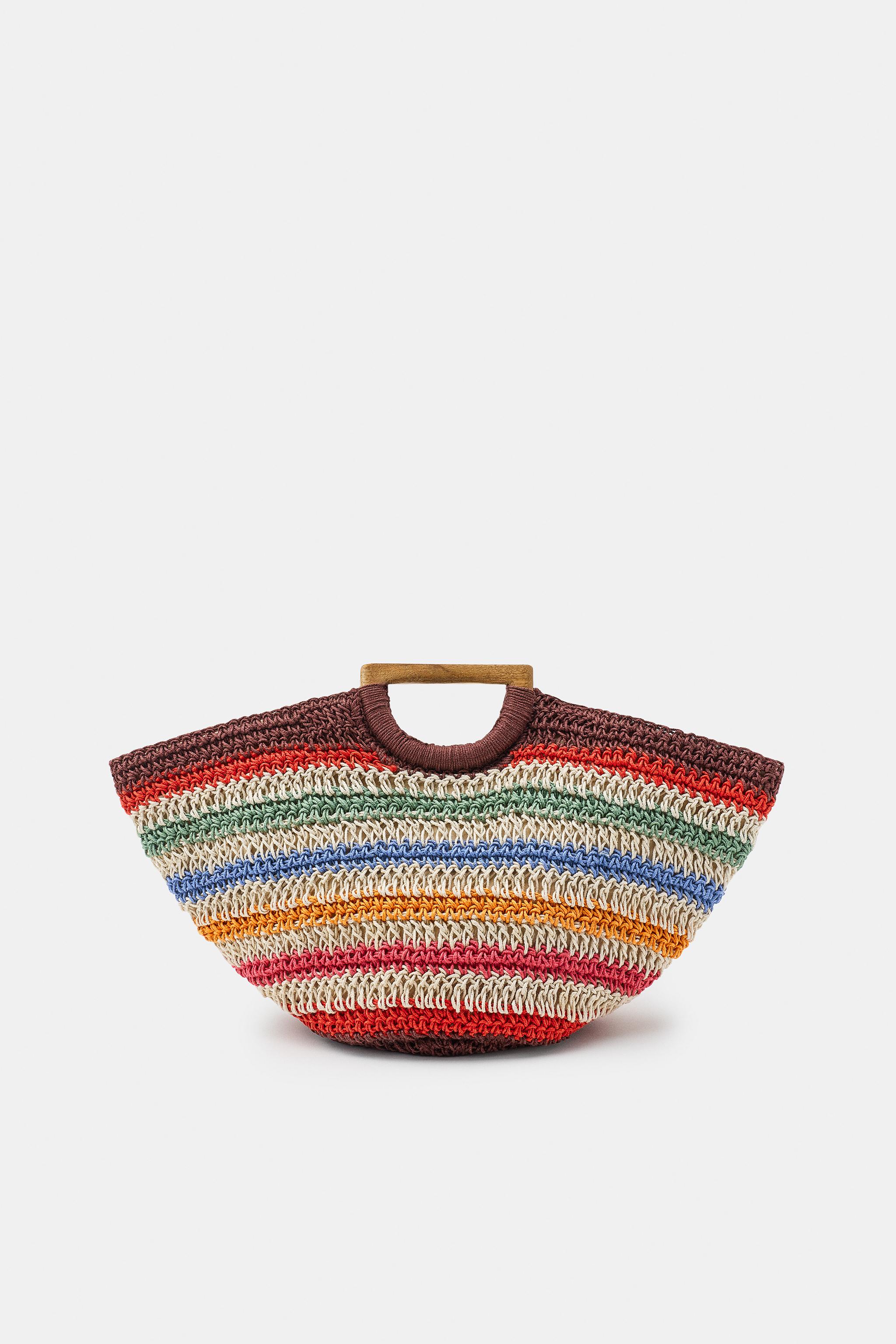 100% JUTE STRIPED BASKET BAG