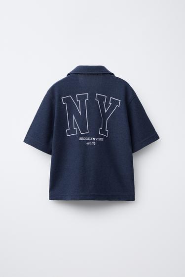 CHEMISE RUSTIQUE BRODÉE - Bleu de Zara - Image 1