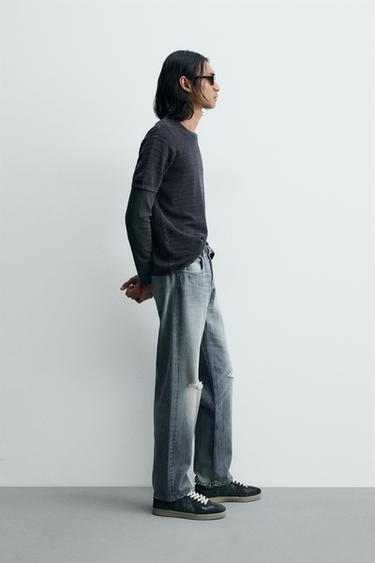 WASHED TEXTURED KNIT T-SHIRT - Indigo by Zara - Image 3
