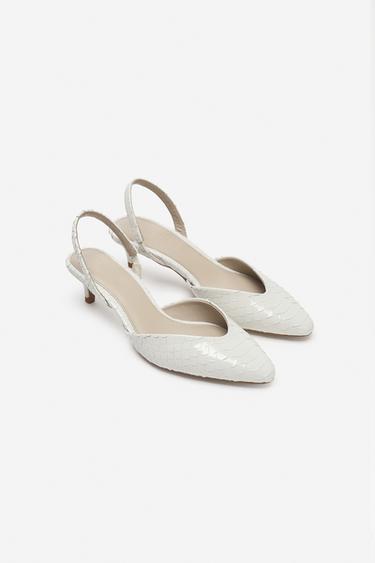 CHAUSSURES KITTEN HEEL EN CUIR - THE ITEM ZARA WOMAN - blanc de Zara