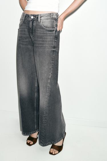 Z1975 WIDE LEG MID-WAIST SEAM JEANS - Grey by Zara