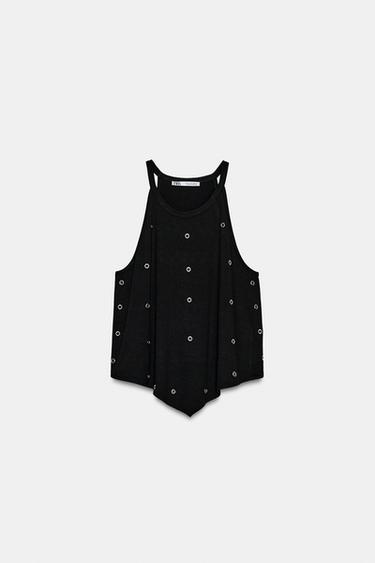 TOP ARANDELAS - Negro de Zara