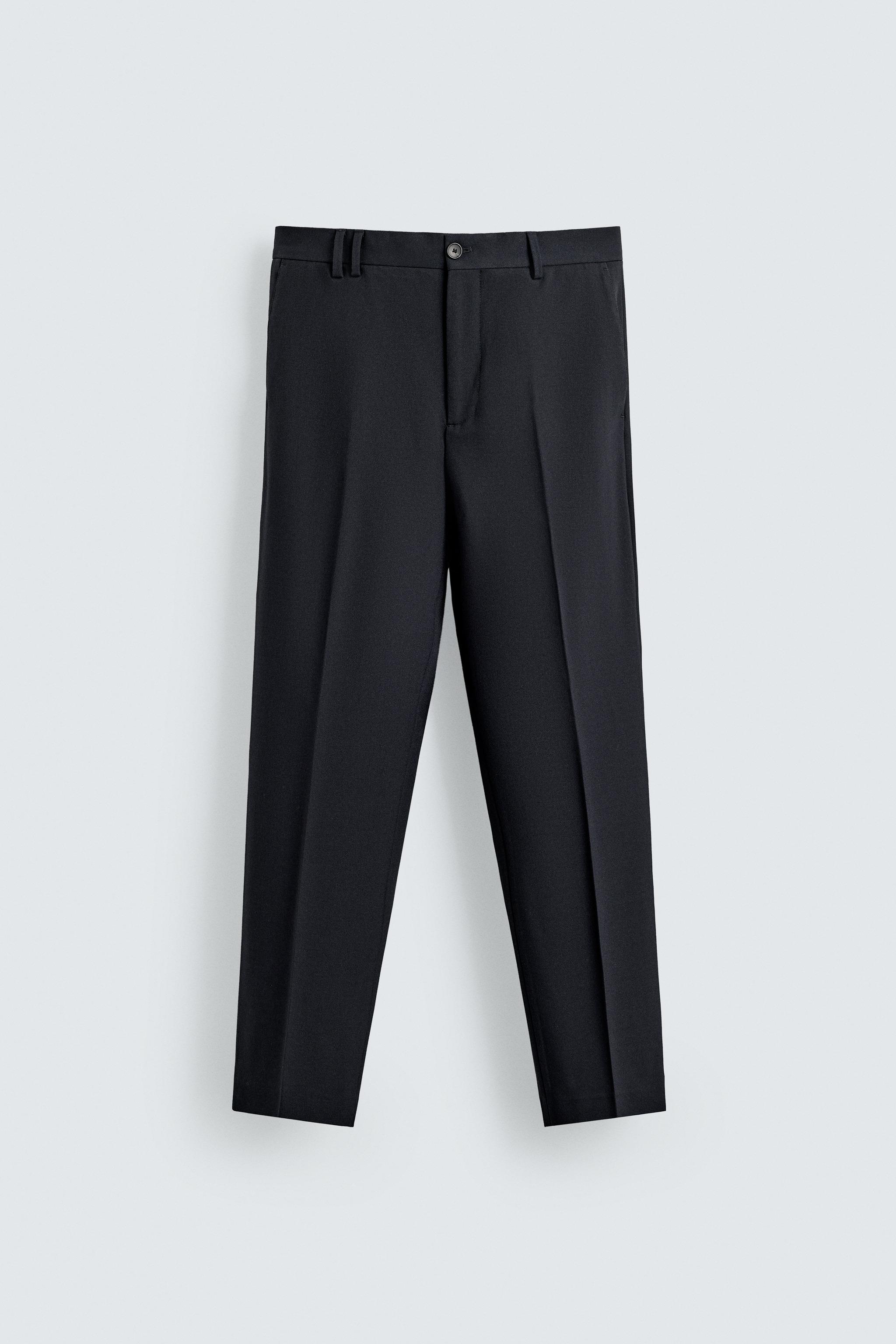 STRETCH STRAIGHT FIT PANTS — Navy blue