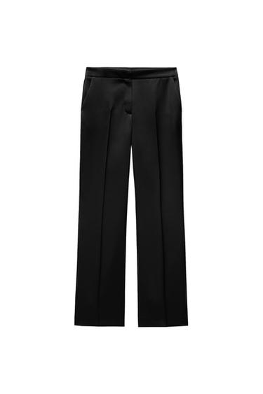 STRAIGHT FIT SATIN TROUSERS