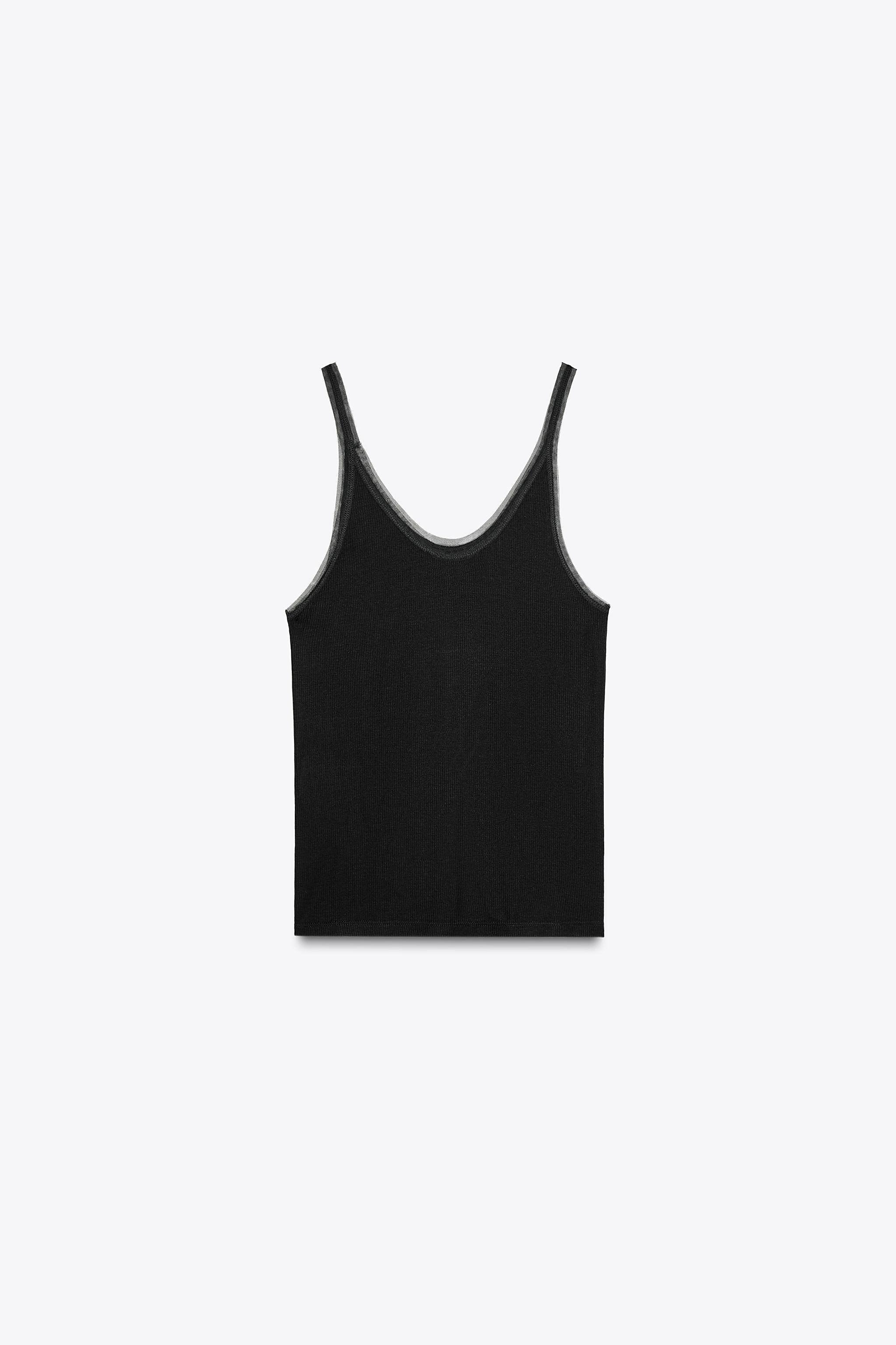 ZARA チュールコンビネーションTシャツ 1067/620 COMBINED TULLE T-SHIRT - Vanilla | ZARA United States