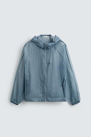 УКОРОЧЕННАЯ КУРТКА ИЗ ЛЕГКОЙ ВЫСОКОТЕХНОЛОГИЧНОЙ ТКАНИ — ГОЛУБОЙ от Zara