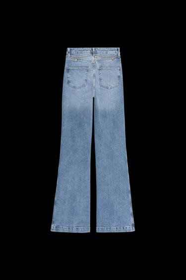 Z1975 HIGH-WAIST BOOTCUT JEANS WITH CHAIN BELT - Blue by Zara