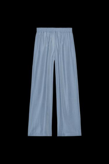 PANTALÓN ANCHO TACTO SUAVE - Azul / Gris de Zara