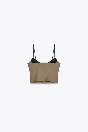 T-SHIRT NUISETTE COMBINÉE AVEC BRETELLES - Marron / Taupe de Zara - Image 6