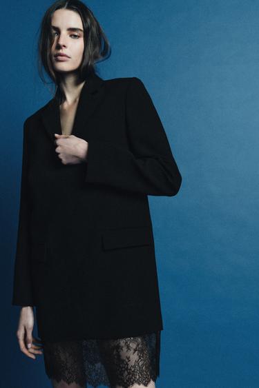 Zara ZW COLLECTION LIMITED EDITION LACE BLAZER DRESS - Black