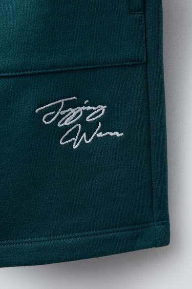 EMBROIDERED JOGGING BERMUDA SHORTS - Green by Zara - Image 3