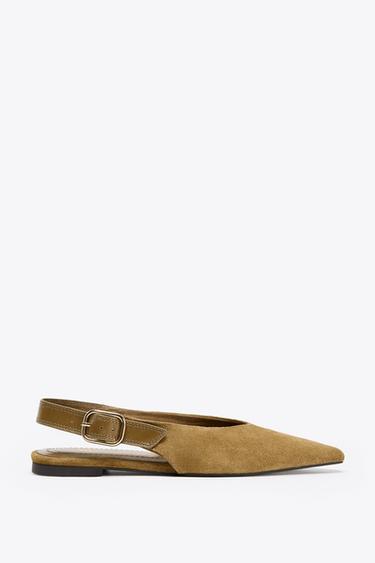 ZAPATO DESTALONADO PIEL COMBINADO - Verde Caqui de Zara