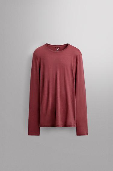JACQUARD STRIPED WOOL BLEND T-SHIRT - Pink by Zara
