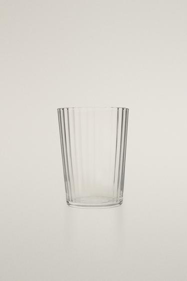 Zara GLASS TUMBLER WITH LINES - Transparent - Image 0