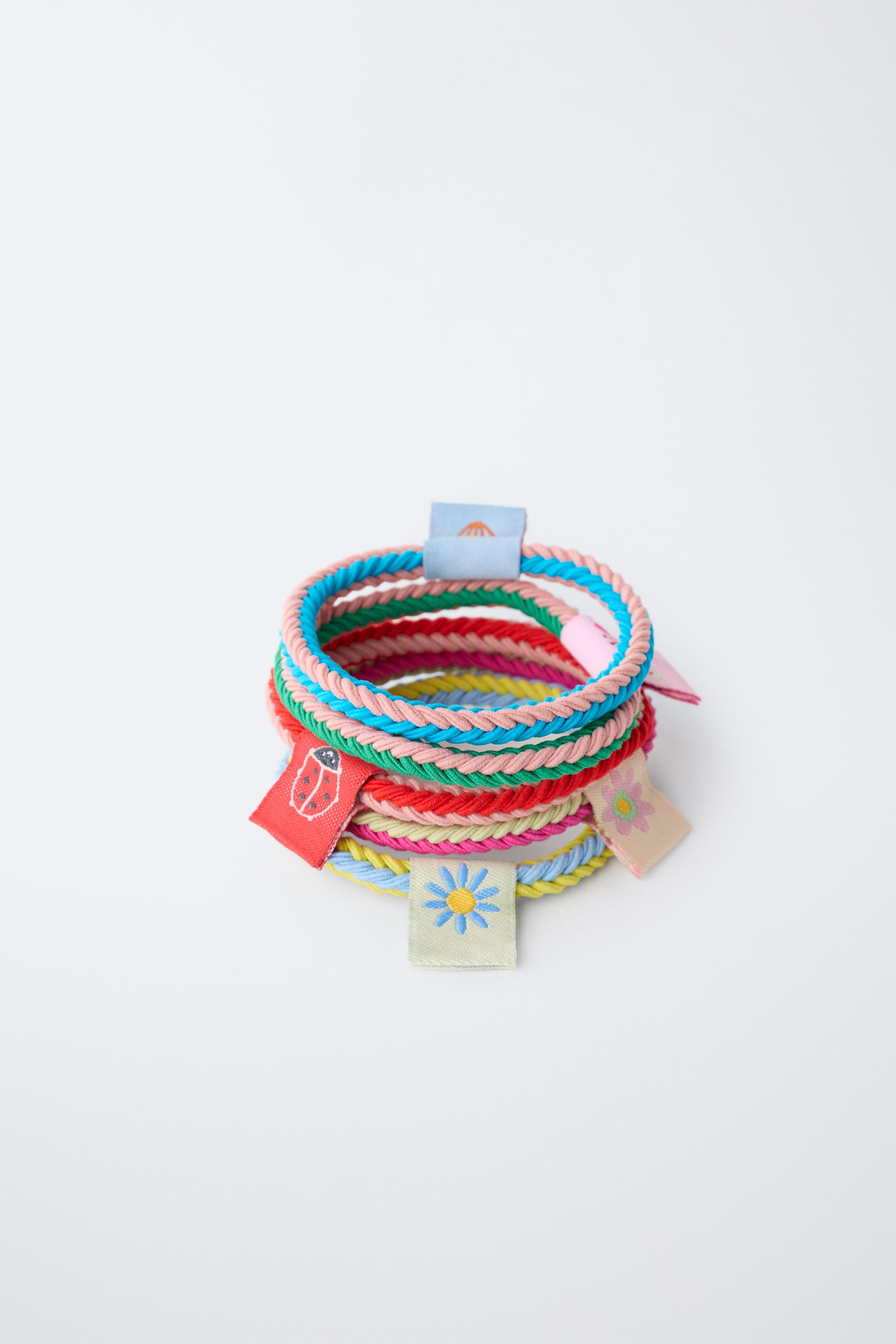 FIVE-PACK OF FLORAL STAMP SCRUNCHIES — Multicolored