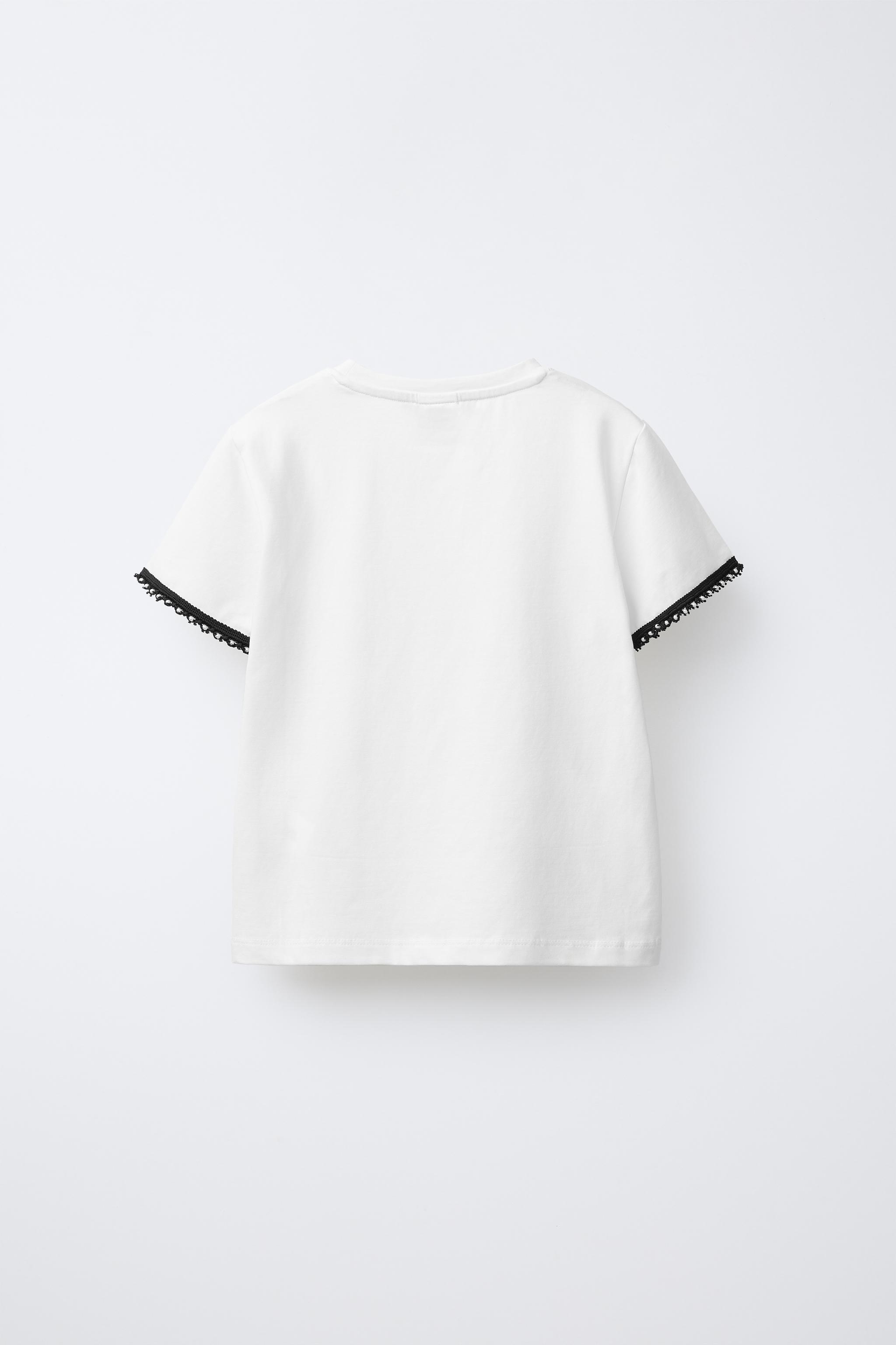 T-SHIRT WITH SMALL PEARLS - Oyster-white | ZARA United States