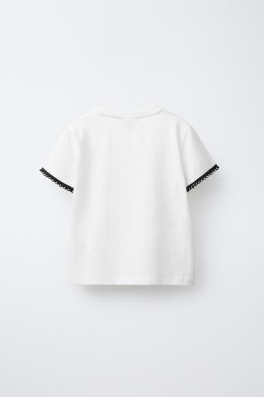T-SHIRT À PERLES - Blanc cassé de Zara - Image 1