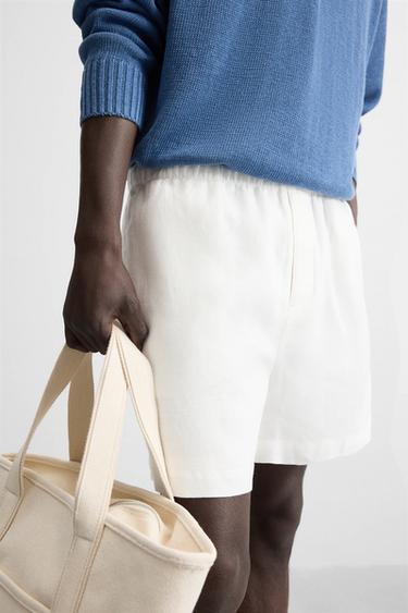 100% LINEN BERMUDA SHORTS - White by Zara - Image 4