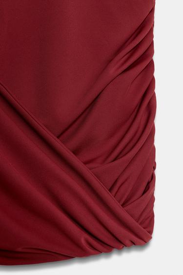 DRAPED DRESS WITH SHOULDER PADS - Red by Zara - Image 6