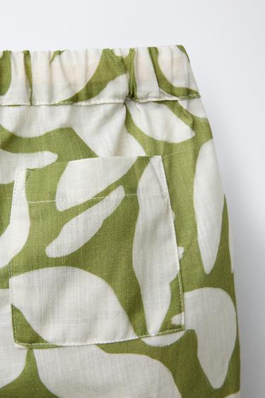 LEAF PRINT BERMUDA SHORTS - Ecru / Green by Zara - Image 3