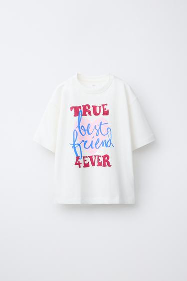 Zara PRINTED T-SHIRT - Oyster-white