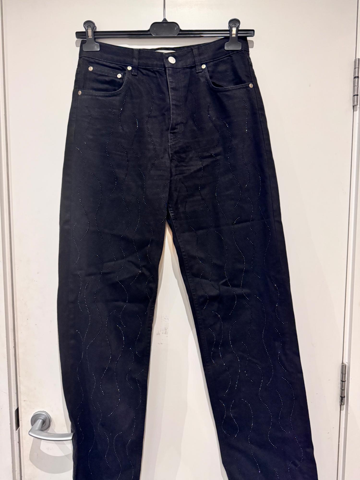 ZW COLLECTION STRAIGHT-LEG MID-RISE RHINESTONE JEANS