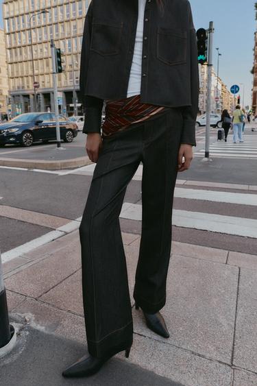 PANTALON NERVE SURPIQÛRES CONTRASTE - Noir de Zara - Image 1