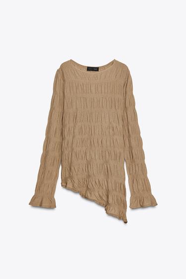 GATHERED KNIT TOP - Mink by Zara - Image 5