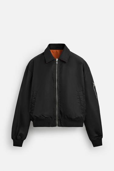 REVERSIBLE BOMBER JACKET - BLACK/ORANGE by Zara - Image 6