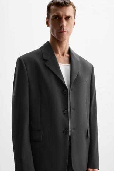 LIMITED EDITION WOOL SUIT BLAZER - Anthracite grey by Zara - Image 4