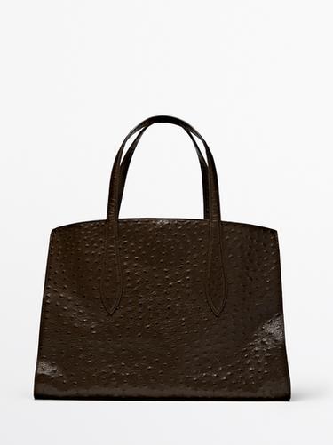 Zara Icon maxi bag in textured leather - Brown