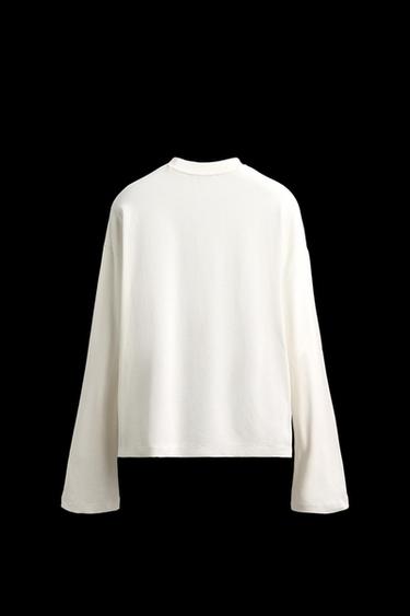 Zara BOXY FIT EMBROIDERED T-SHIRT - White