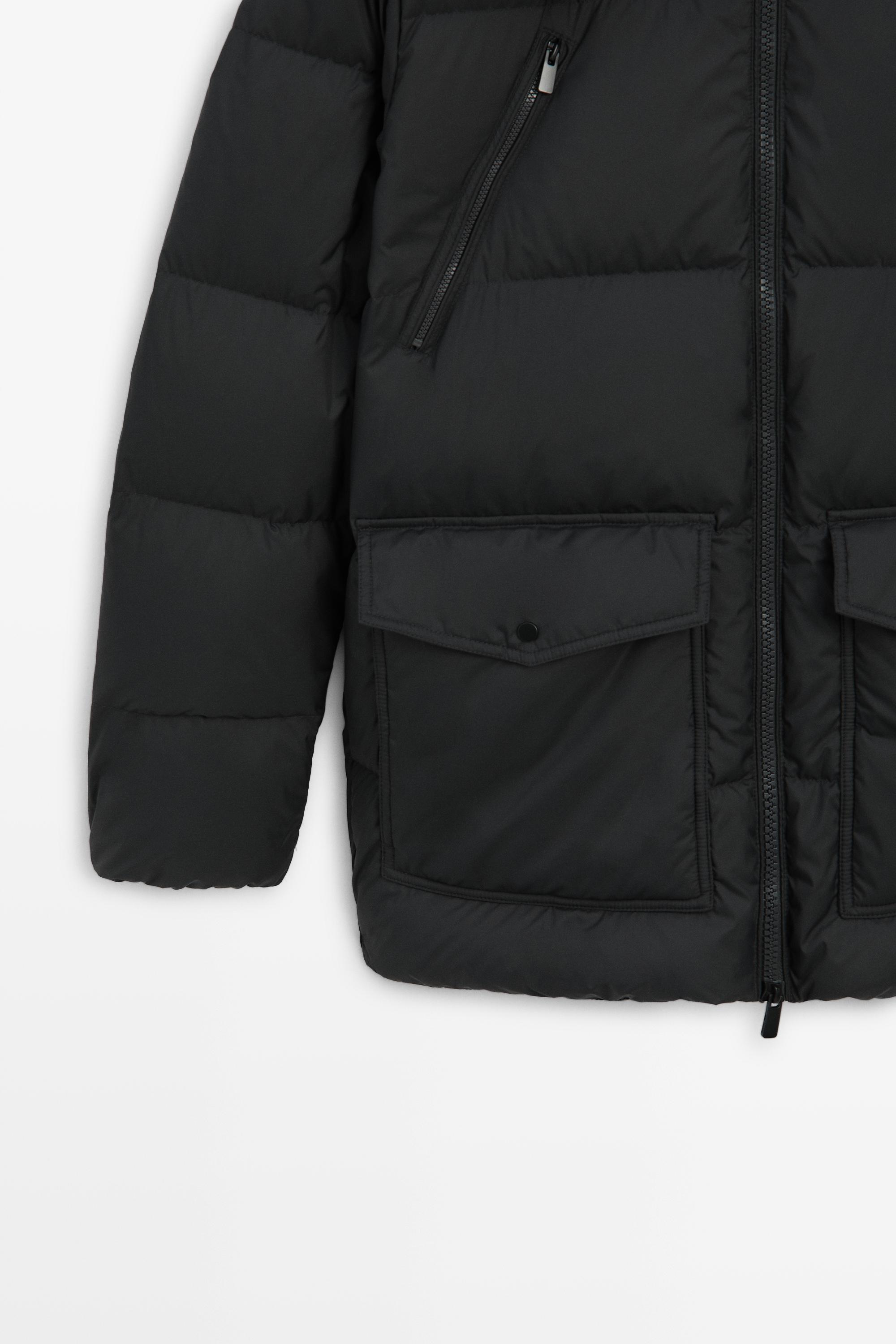 Down jacket with pocket detail