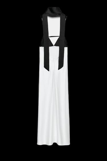 VESTIDO LENCERO COMBINADO FOULARD - Blanco de Zara