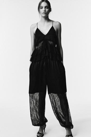 TOP COMBINÉ DENTELLE ÉDITION LIMITÉE - Noir de Zara - Image 2