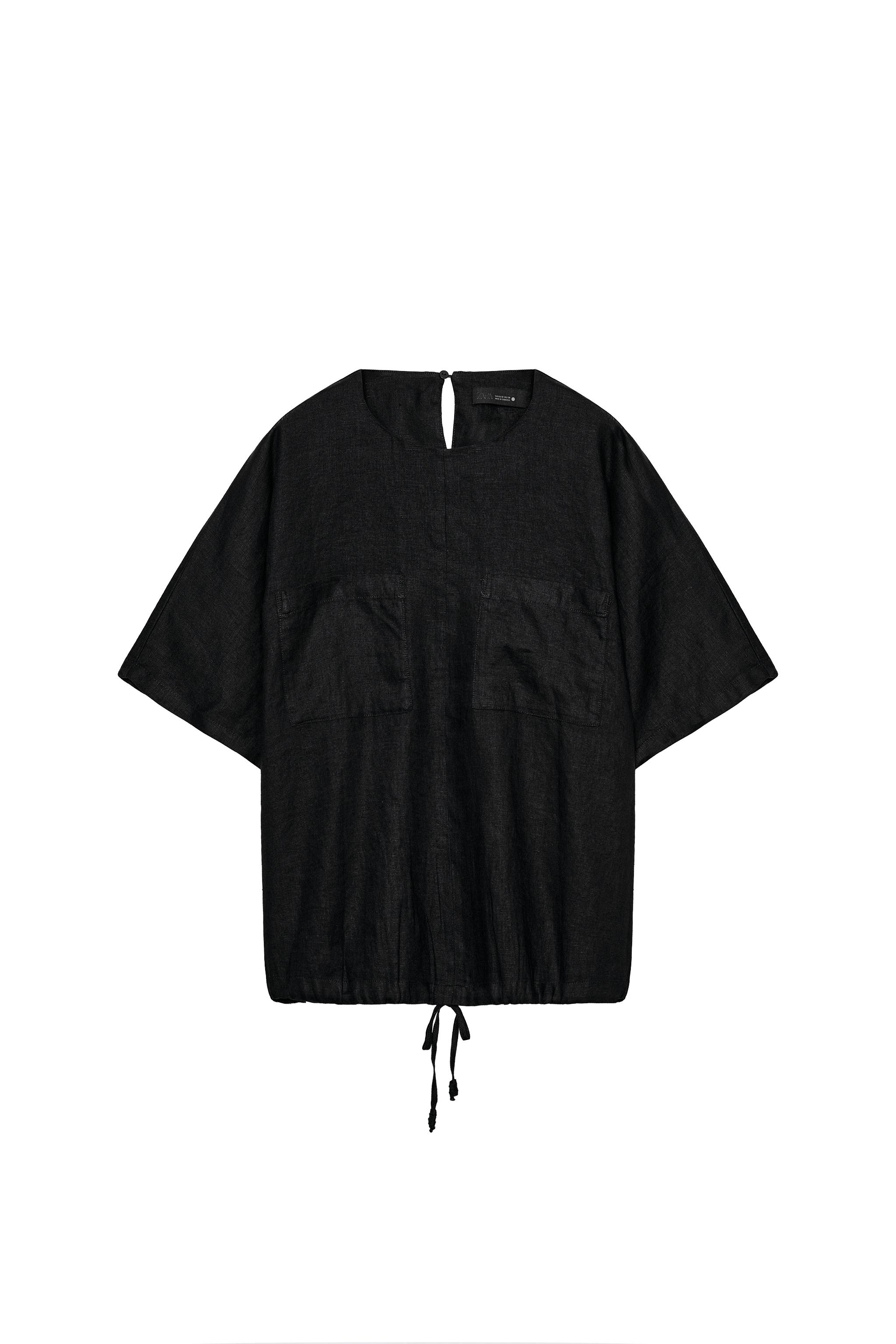 ZW COLLECTION LINEN DRAWSTRING TOP