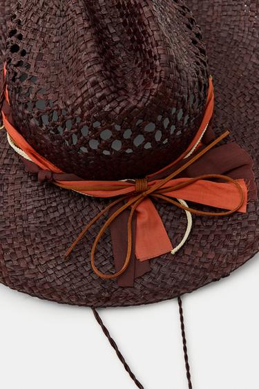 CHAPEAU RAFIA 100% LACET - Marron de Zara - Image 3
