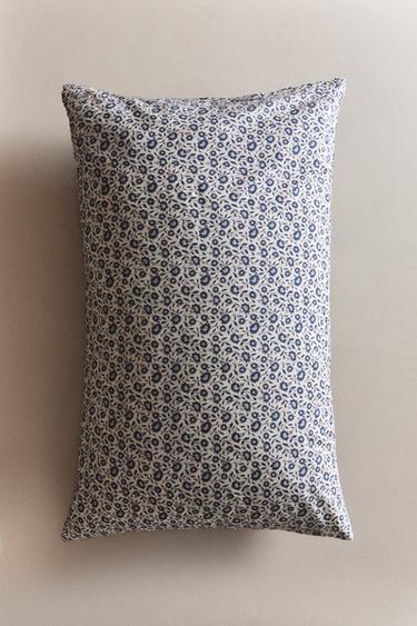 Zara KIDS' FLORAL COTTON PILLOWCASE - Navy blue