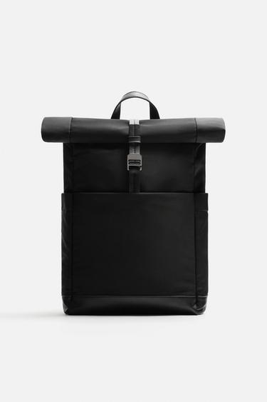 Zara TECHNICAL FLAP BACKPACK - Black